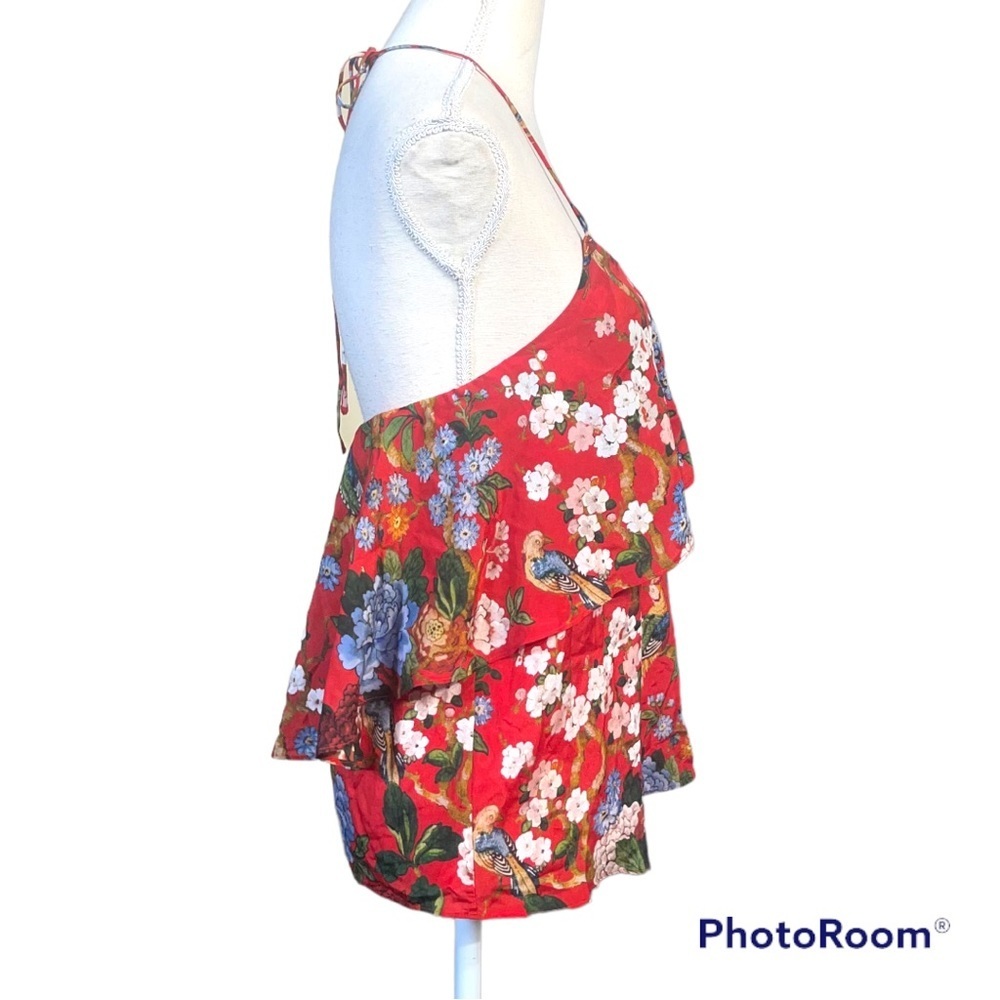 NWT Alice + Olivia Marybeth Sleeveless Floral Ruffle Top - Picture 3 of 6